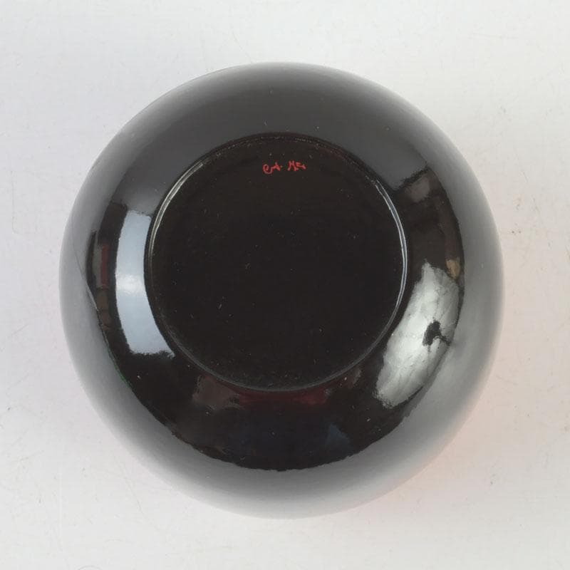 茶道具　漆匠　前端春斉作　黒一閑　雲錦　桜紅葉蒔絵　大棗　共箱　V　9342