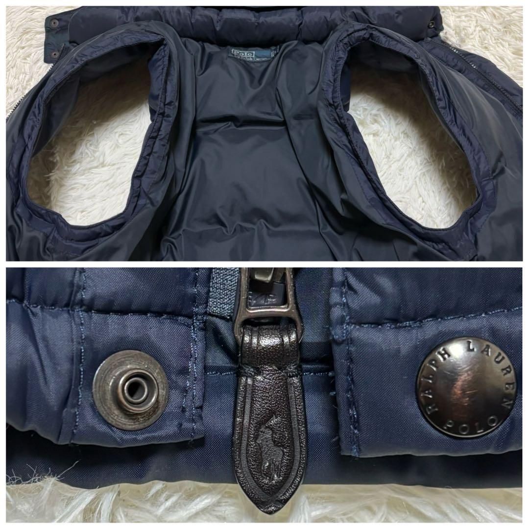 【ポロバイラルフローレン】ダウンベスト　2way ポニー刺繍　ネイビー L