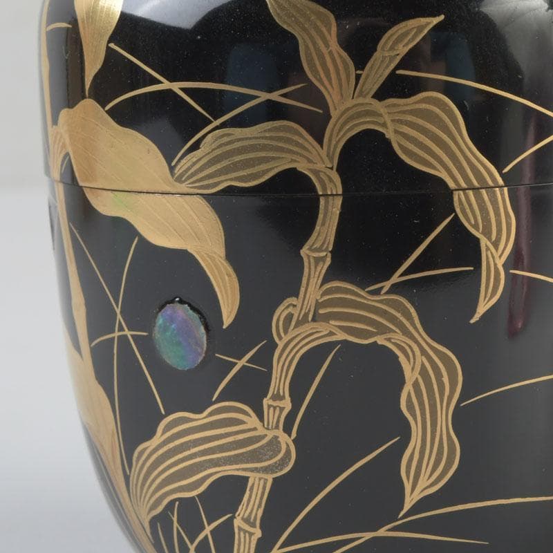 茶道具　奥津一心斎作　螺鈿装飾　蛍蒔絵　棗　共箱　V　9885