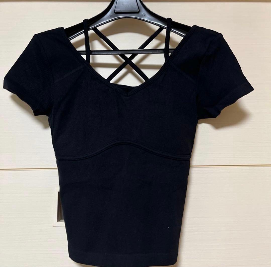 SUKALA カップ付きオープンネック ヨガウェア　Lサイズ　黒