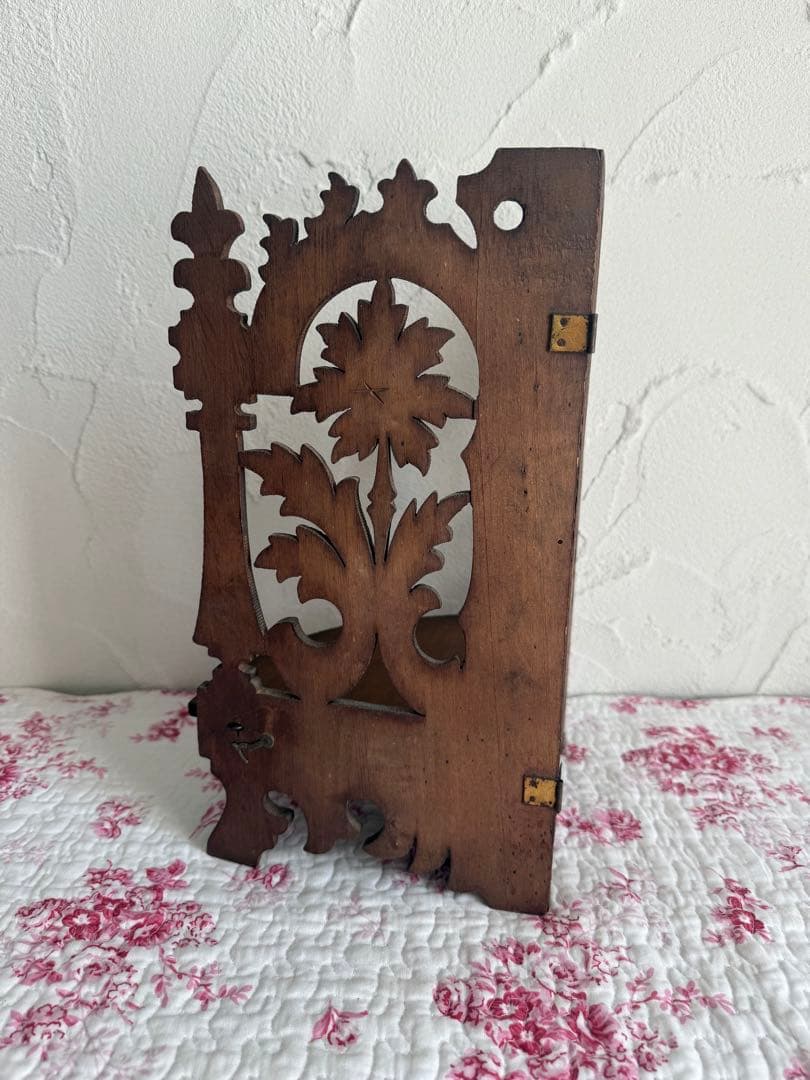 フランスアンティーク　木製コーナーシェルフ　折りたたみ式