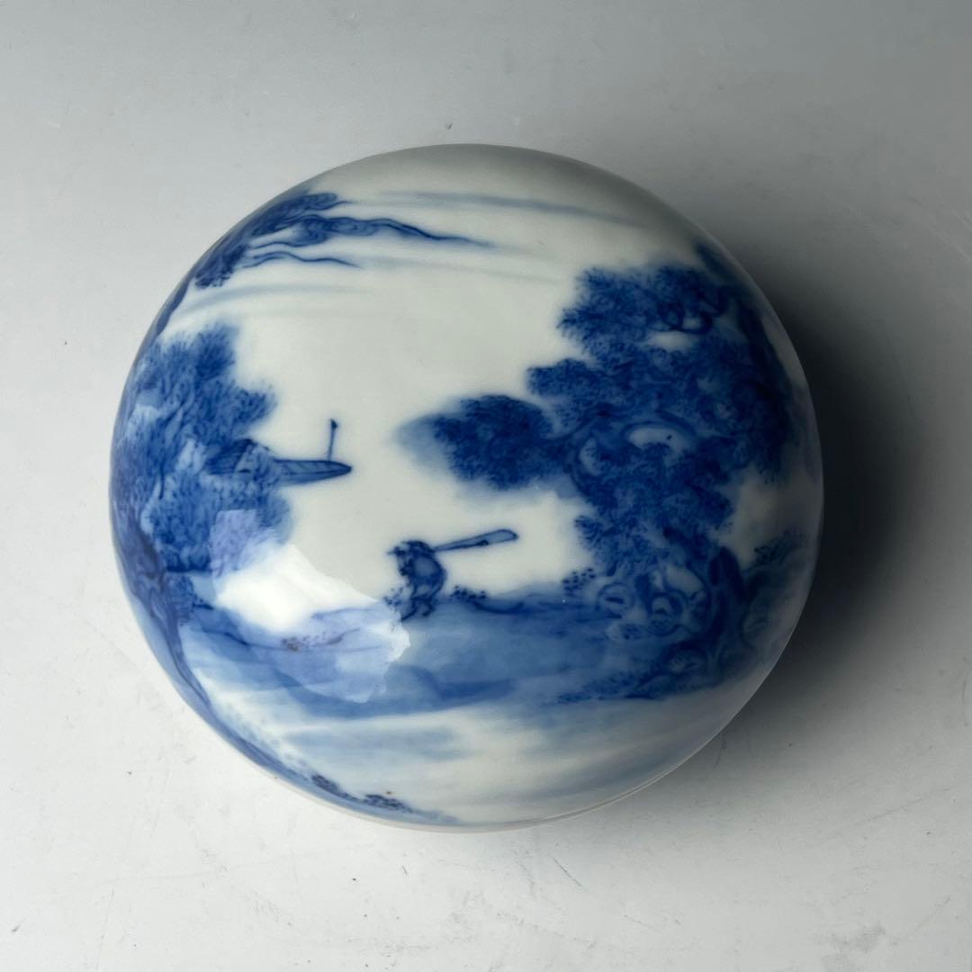 優美 青花山水人物紋印号 大清雍正年製 款 文房四宝 中国美術 古玩