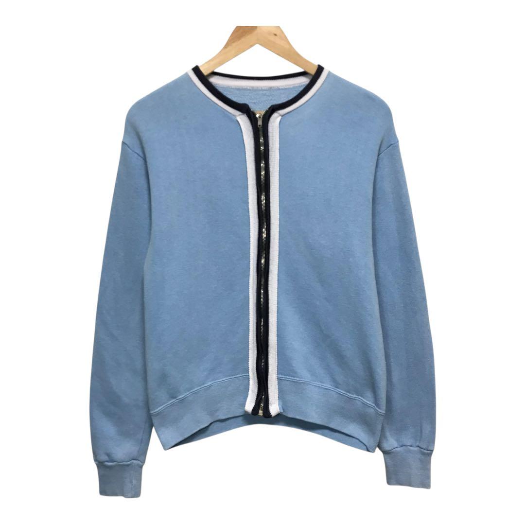 50s ビンテージスウェットトレーナー　BESTジップ　フロントライン　ブルー