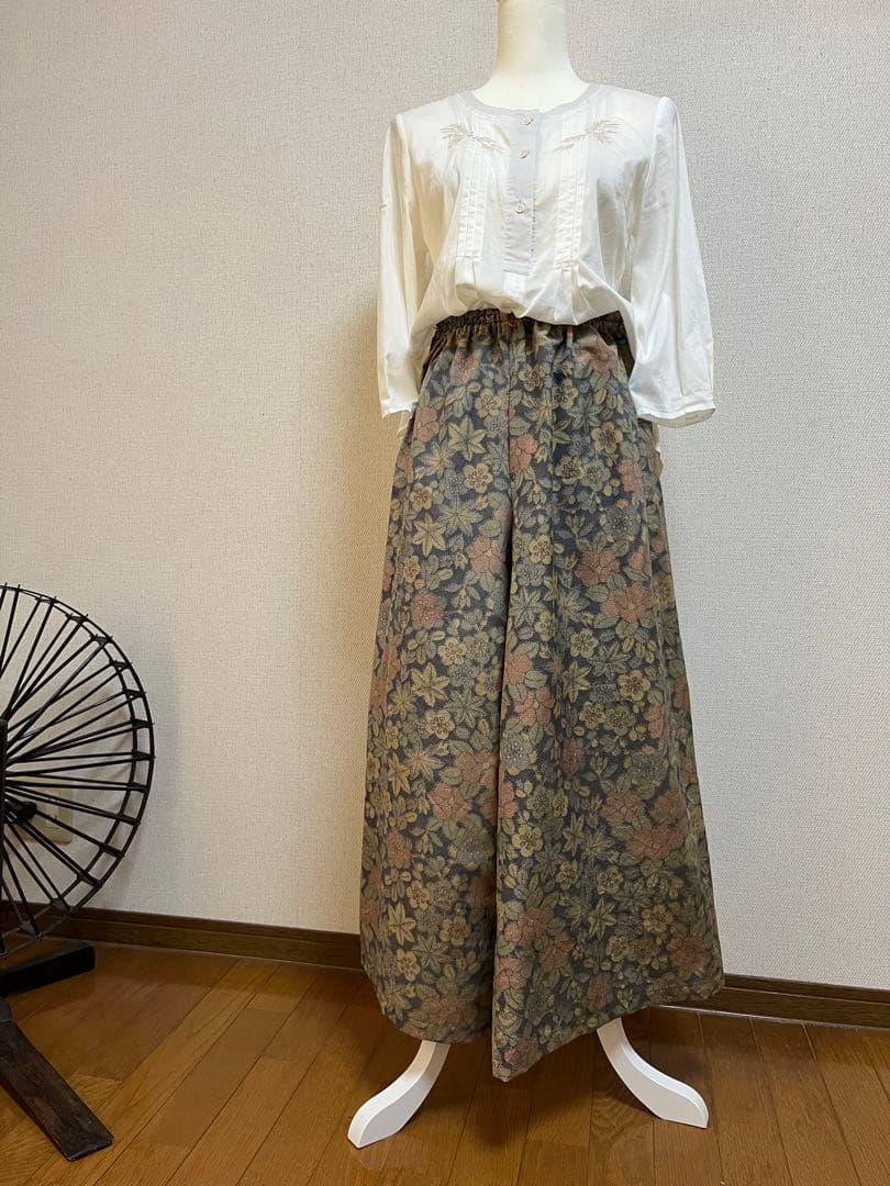 着物リメイク　ロングガウチョパンツ