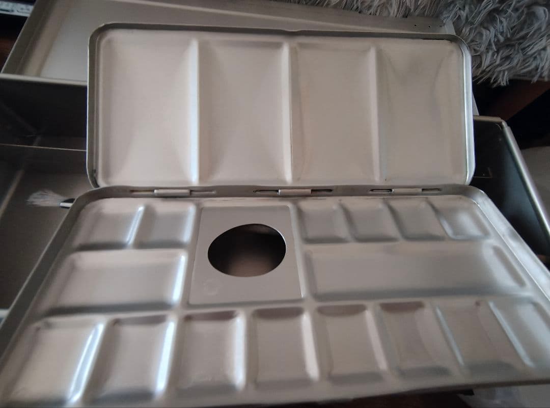 月光荘　小画箱１枚フタと指あな水彩パレット