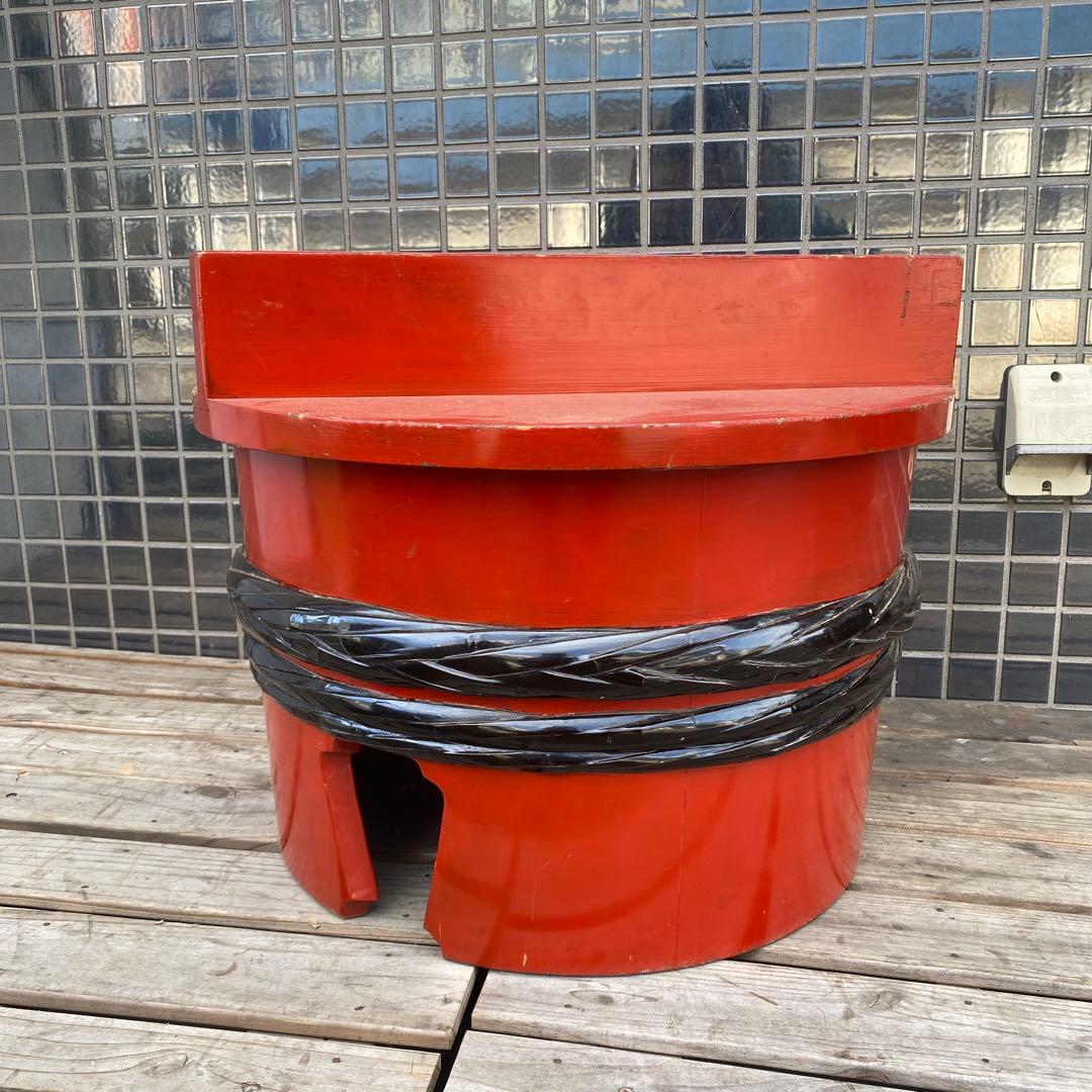 時代物 漆塗り飯台 専用ブリキ箱 稀少 骨董品 古道具 古民家 蓋付き