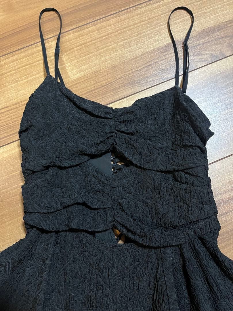 さくらんぼFETICO ボタニカルジャガードキャミソール　ブラック