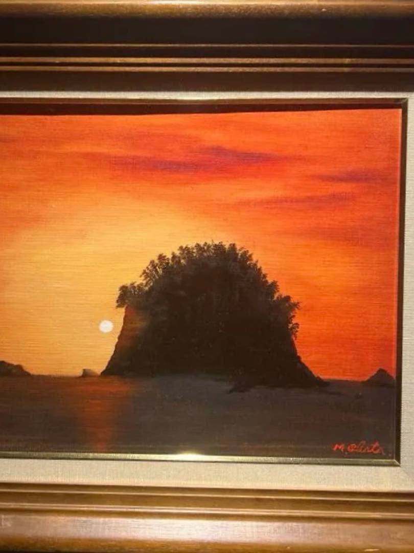 小幡稔【山陰海岸】肉筆油彩画　直筆サインあり