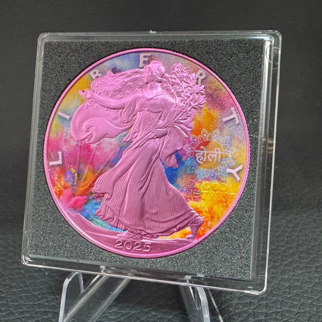 世界500枚 イーグル 銀貨 両面カラー ホーリー祭(豊作&世界平和)