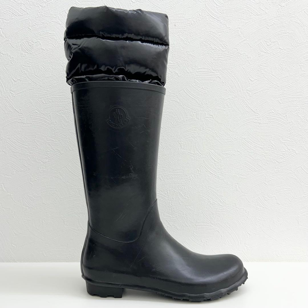 【中古良品】正規店購入品 モンクレール ダウン レインブーツ ブラック 24cm