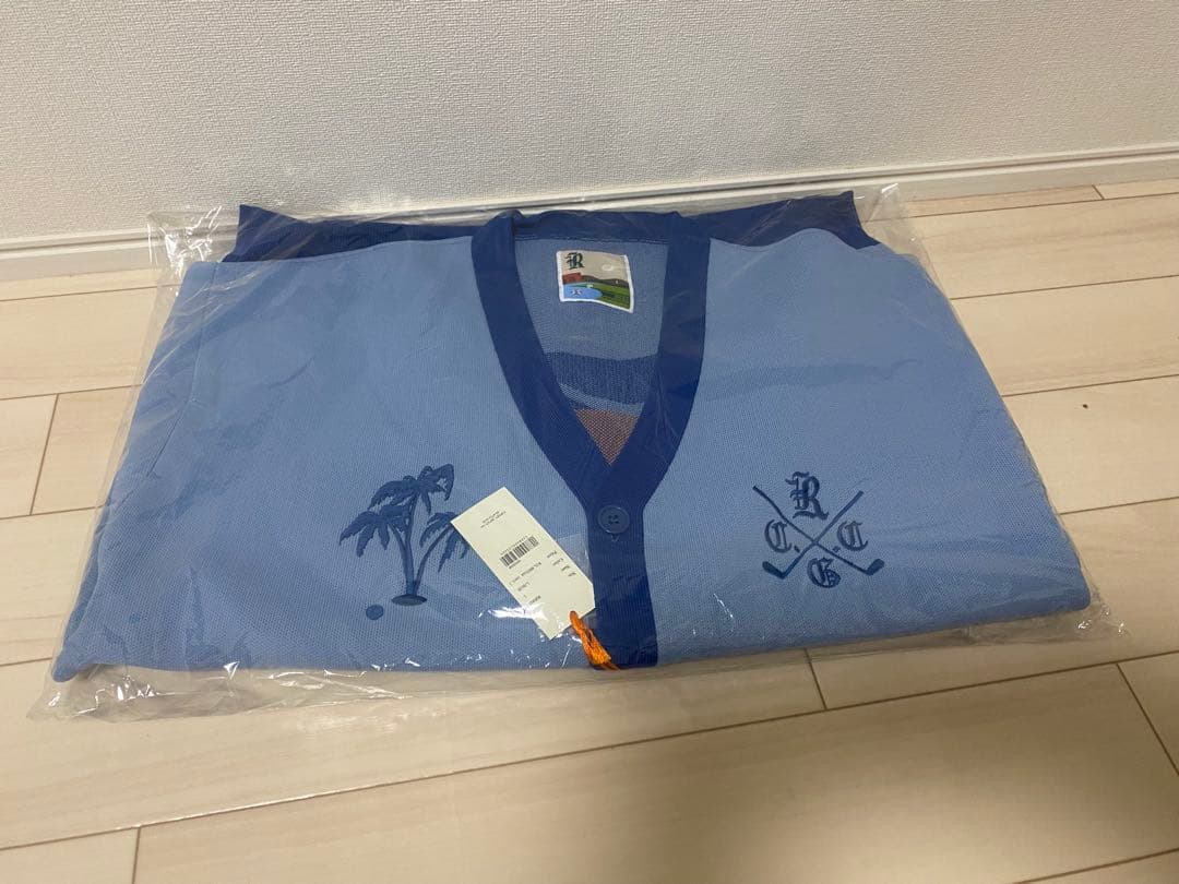 水色 ボタン付きカーディガン reroomゴルフウェア