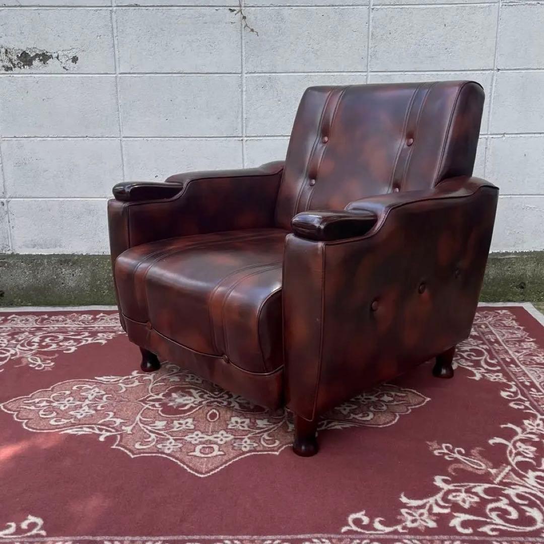 ミッドセンチュリー 古家具◾️マーブル柄 一人掛け シングルソファ ラウンジソファ