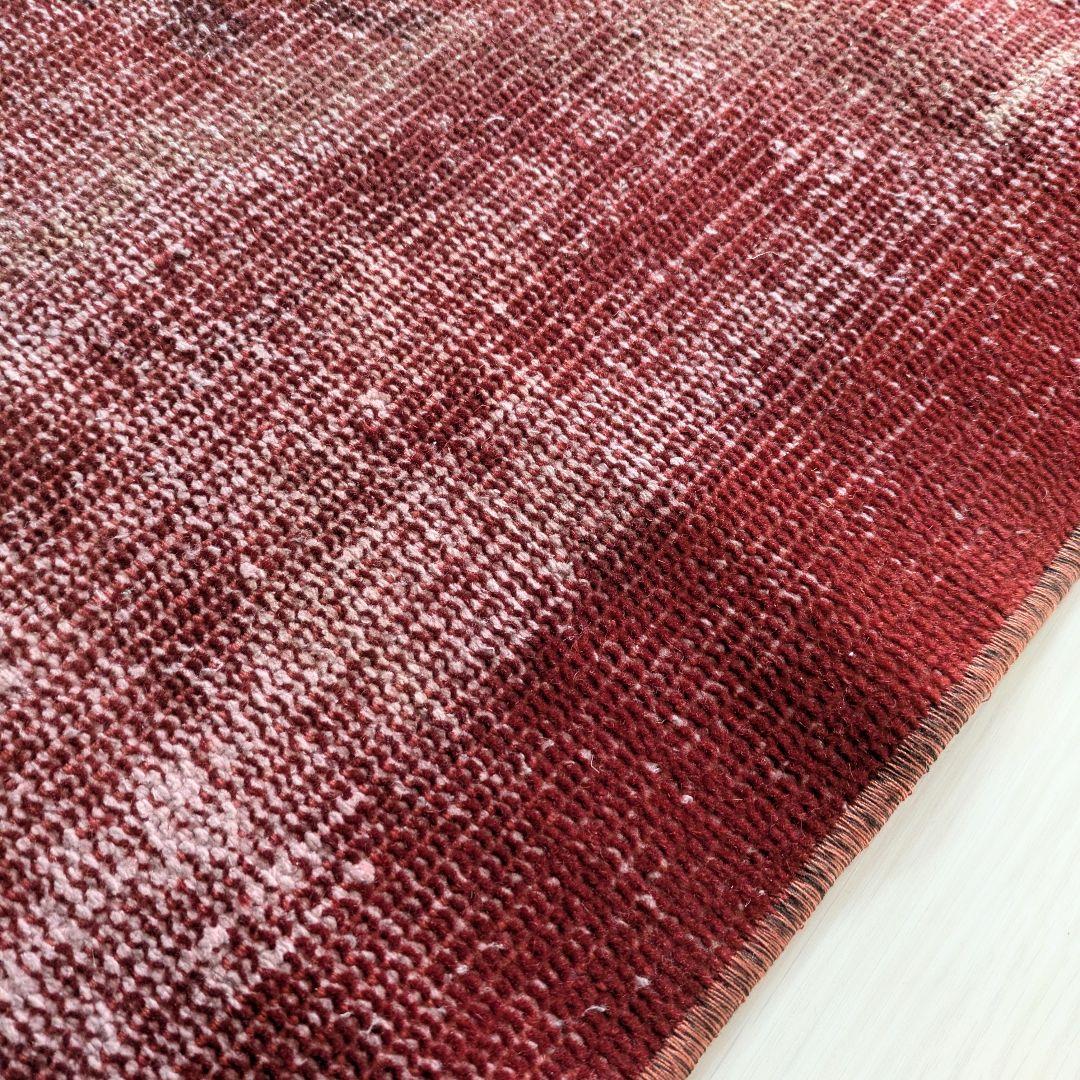 93×207 オーバーダイ深い赤　トルコヴィンテージラグ