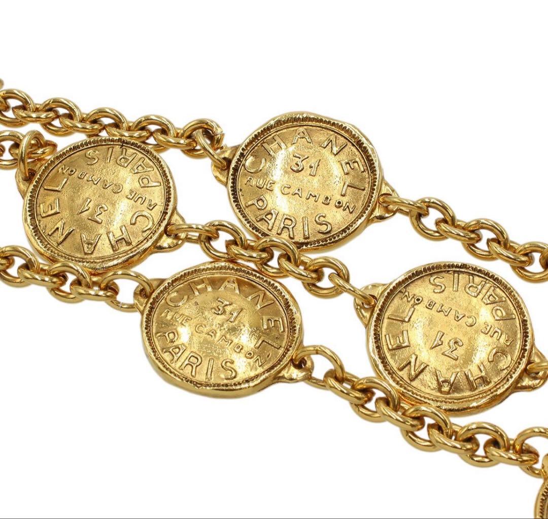 S2104 美品 シャネル ロゴ メダルモチーフ チェーンベルト
