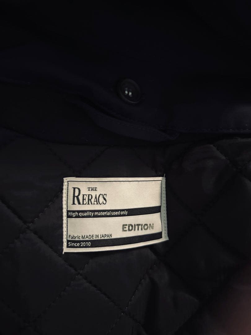 THE RERACSフリース裏地付きブラックネイビーコート