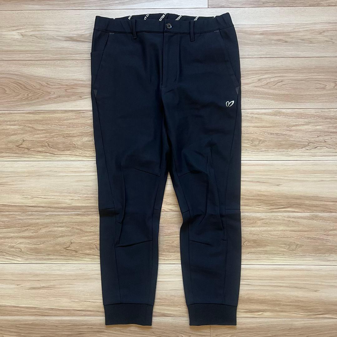 マスターバニーエディション　裾ロゴ　ナイロンパンツ　ゴルフパンツ　メンズ　黒　4