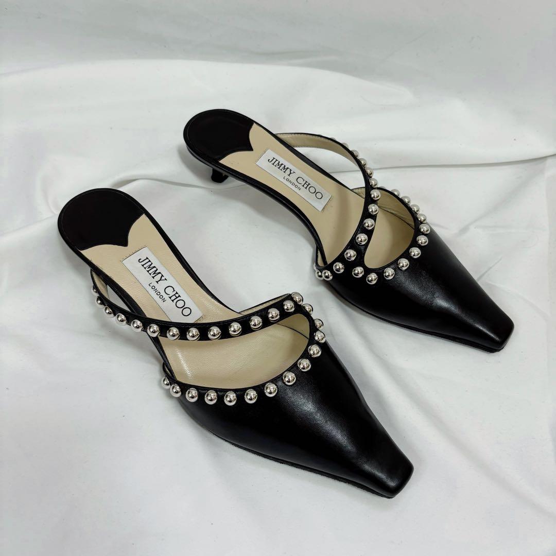 美品✨　JIMMY CHOO ジミーチュウ　ミュール　カーフ　レザー　スタッズ