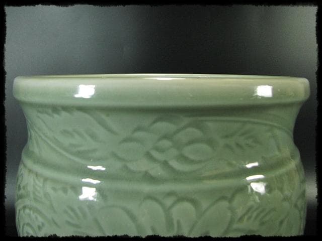 時代 青磁 目跡 水屋瓶 水屋壺 水甕 水瓶 茶道具 水屋道具 f307