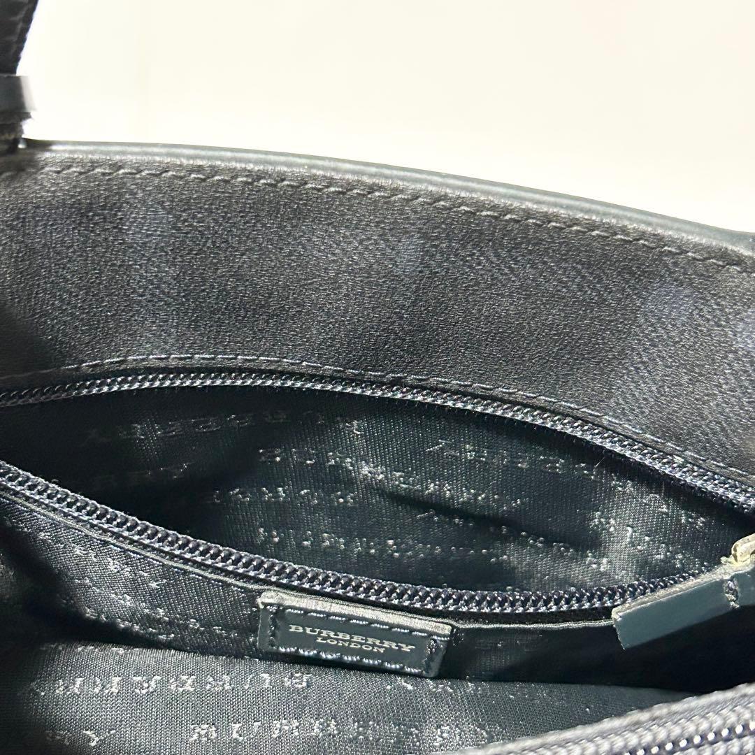 バーバリー ノバチェック PVC レザー ハンドバッグ トートバッグ ネイビー