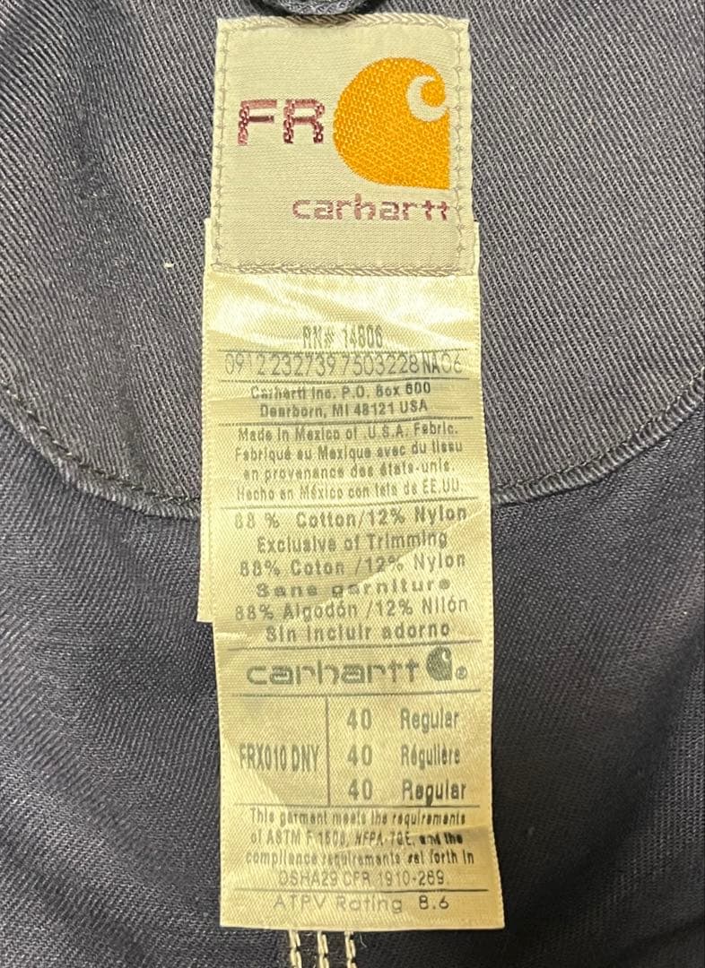 2012年 メキシコ製 Carhartt FR オールインワン つなぎ M〜L