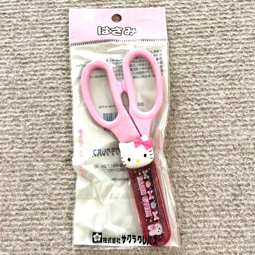 レア‼️ハローキティ ピンク はさみ サクラクレパス キティフェイス付き