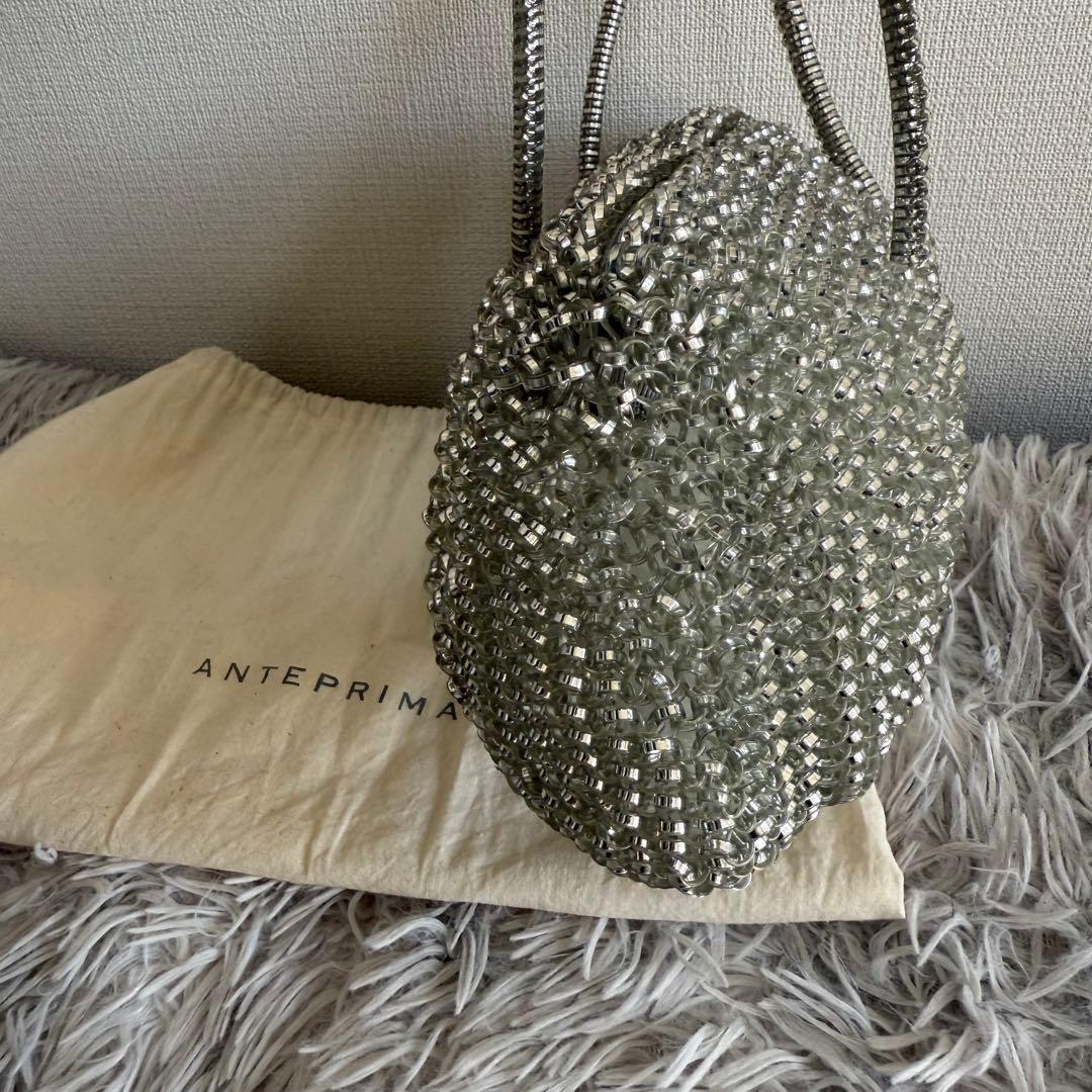 美品 ANTEPRIMA ミニボストンバッグ ワイヤー 袋付 シルバー