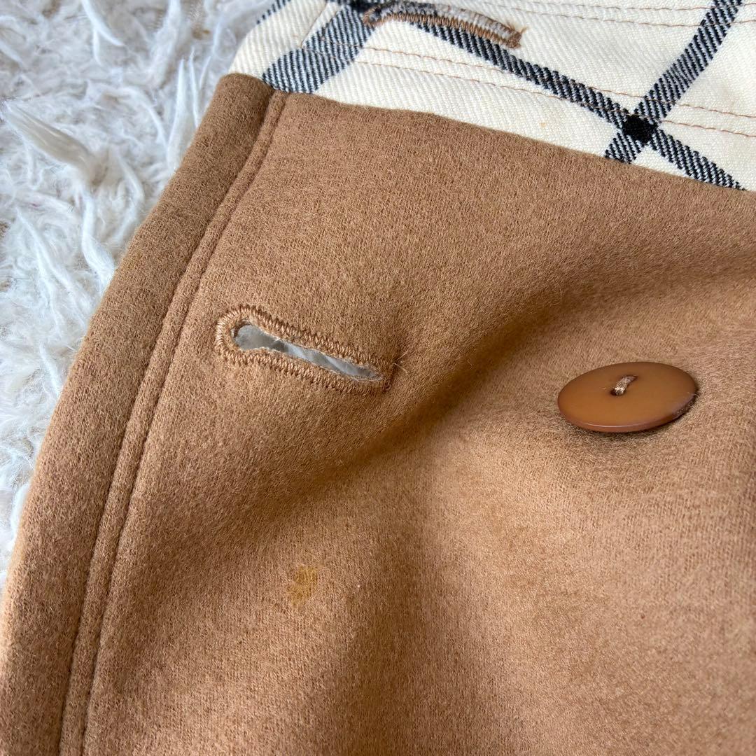 バーバリーブルーレーベル ウール ワンピース コート ノバチェック キャメル