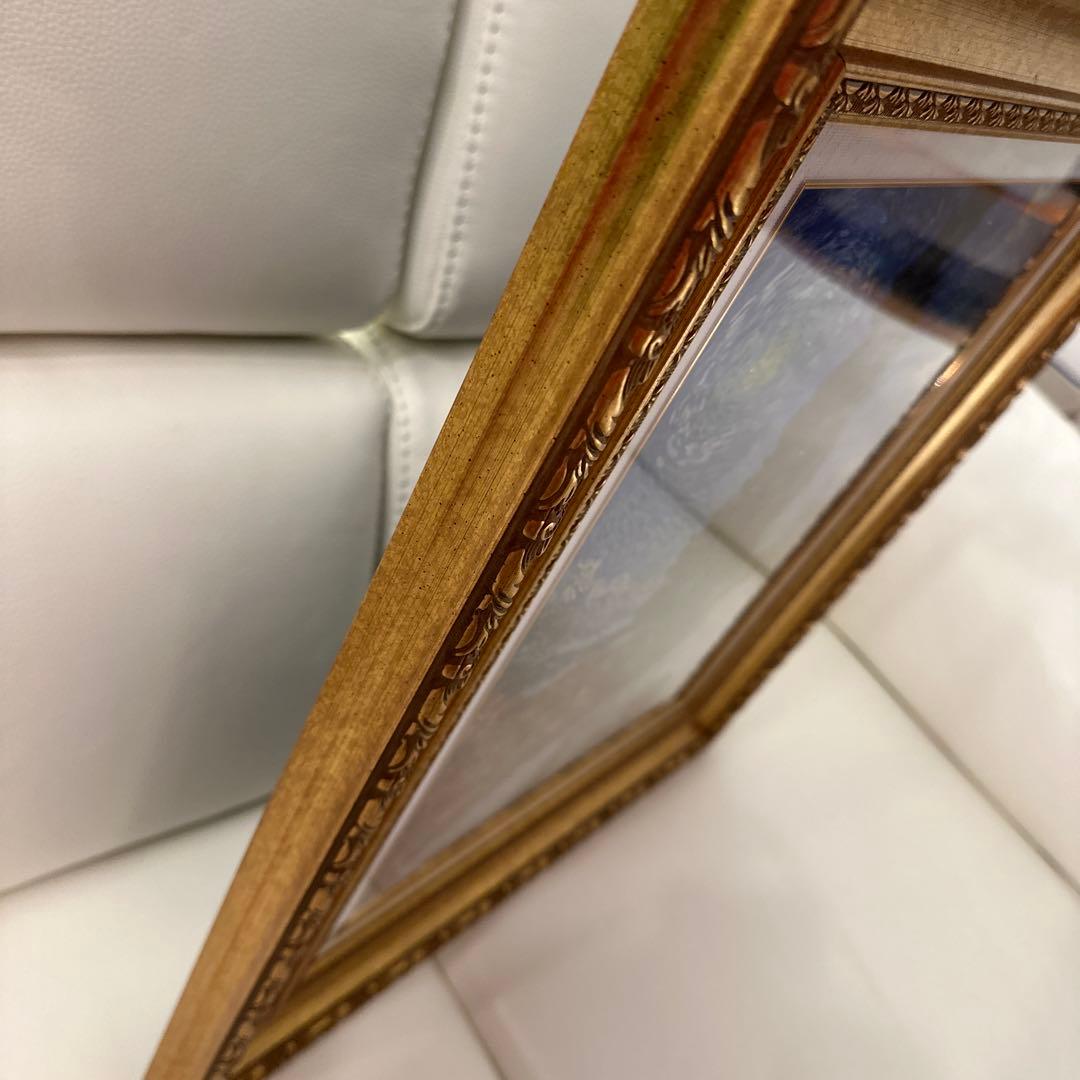 油彩画 星月夜の道 約40x50cm