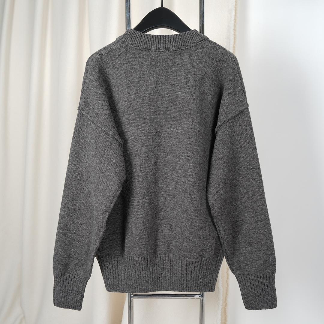 AMI PARIS ハート刺繍 クルーネックニットセーター 秋冬 ユニセックス