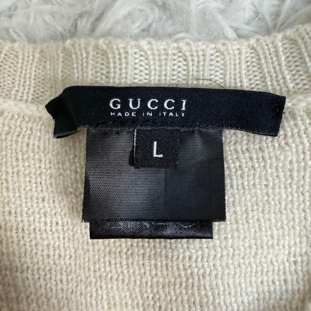GUCCI グッチ シルク混 シェリーライン ニット セーター アイボリー L