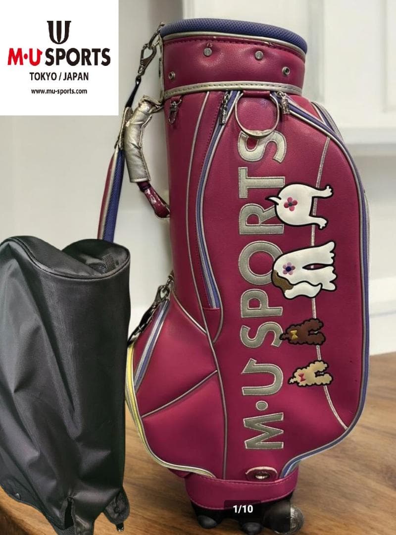 送料無料/美品　M-U SPORTS ピンク ゴルフバッグ/キャリー付き