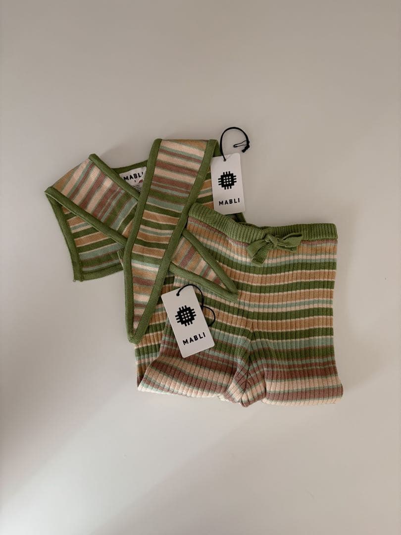 ボトムス mabli 25ss meadow stripe pants & necktie