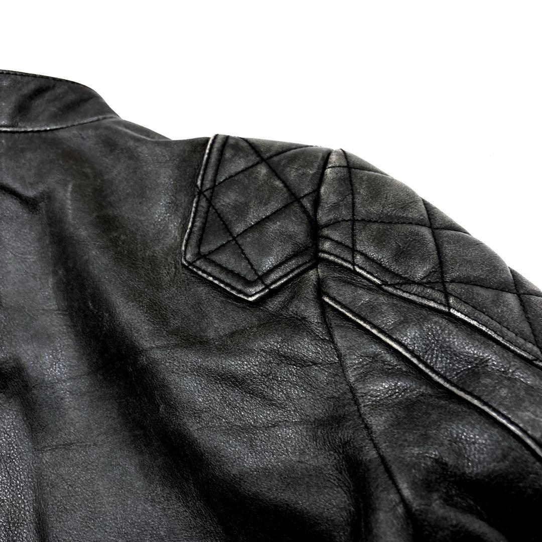 RALPH LAUREN ライダースジャケット ビンテージ加工 ブラック M 革