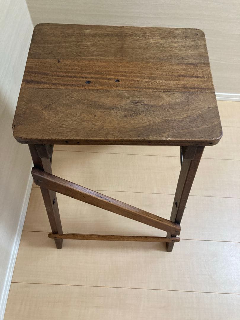う*ぎ様 【アンティーク】木製折りたたみ式ステップスツール