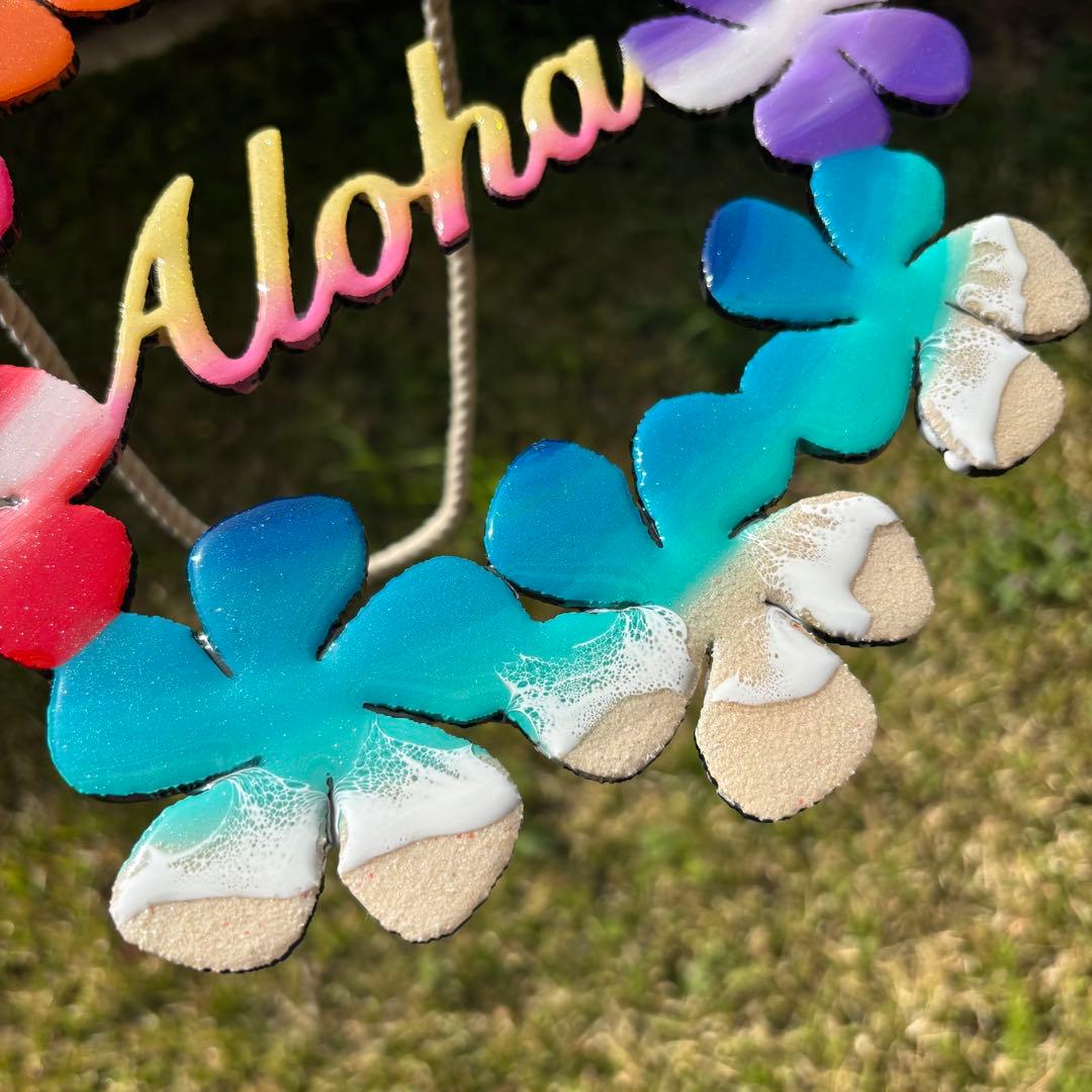 レジン　オーシャンアート　プルメリアリース　海　29cm　No.1010