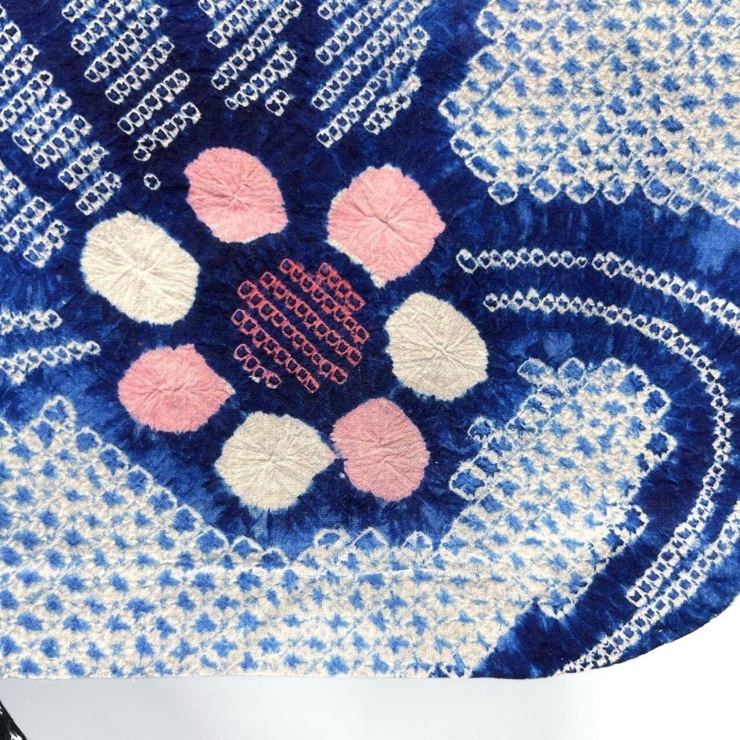 藍染　流線　菊花　饅頭菊　浴衣　有松鳴海絞り　着物　041a p