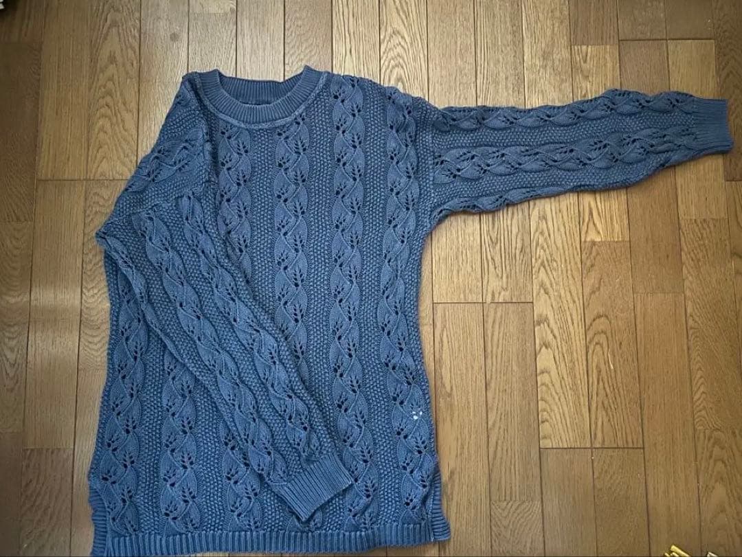 ARMANI ケーブルニットセーター 42/44 ダークブルー