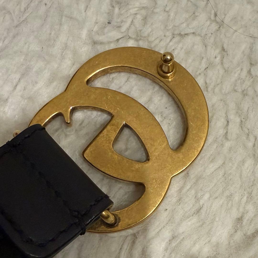 GUCCI☆グッチ☆ダブルGワイドベルト☆ブラック GGロゴ