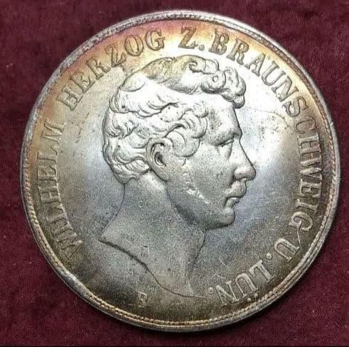 1854年　ヴィルヘルム 2ターレル銀貨　ブラウンシュヴァイク公国(ドイツ)