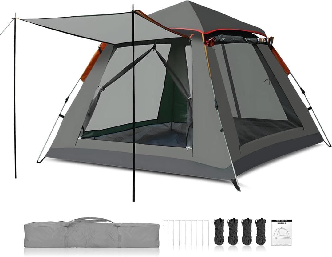 binoa テント ワンタッチテント 3～4人用 全景天窓 ダブルドア・窓 21