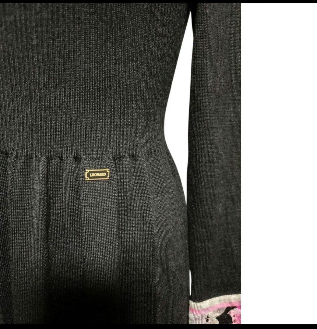 美品　LEONARD＊カミシヤ、シルク混 の上質な膝丈ワンピース