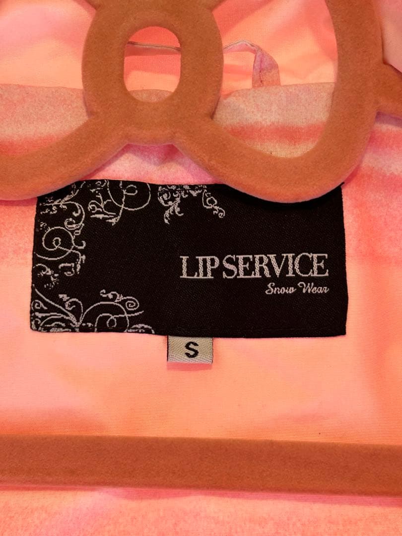 ピンクと白のストライプ スノーボードウェア S