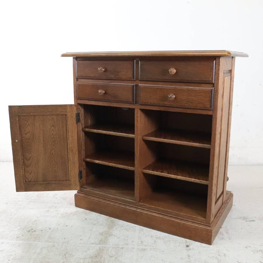 葉山ガーデン オーク材 収納付き カウンターテーブル 幅90cm ホームバー