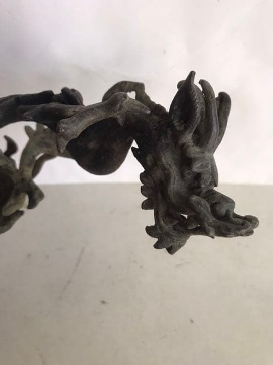 明治時期古銅金工龍置物，長13.5cm，重300克