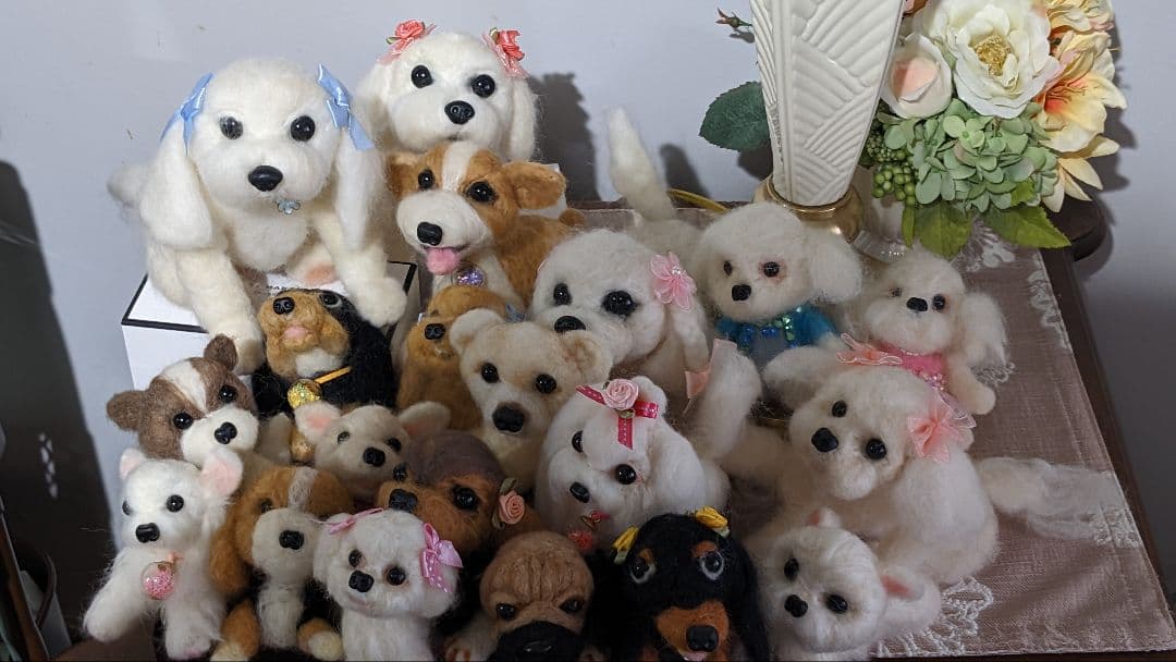 ハンドメイド　羊毛フェルト犬たち