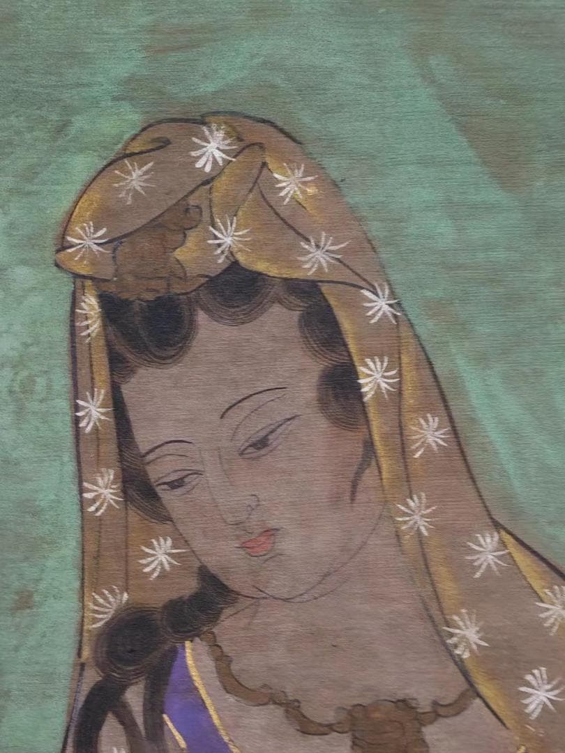 中国古美術・純手描き・吴道子人物画芯・觀音画像167x86cm・書画・絹本・仏像