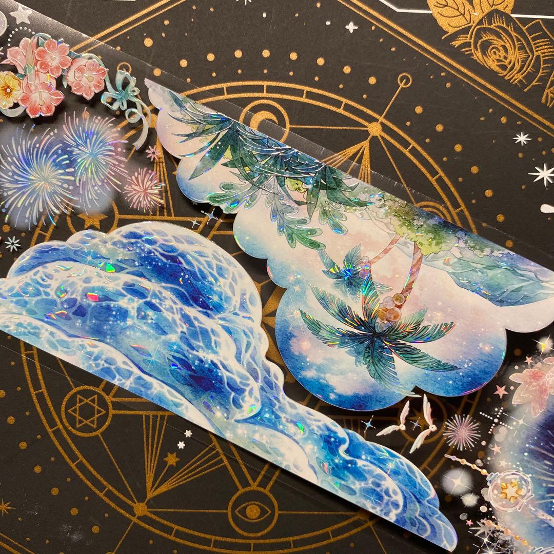 【9157】海外　中古巻　貝殻光マスキングテープ　夏　金魚　海　魚背景装飾系