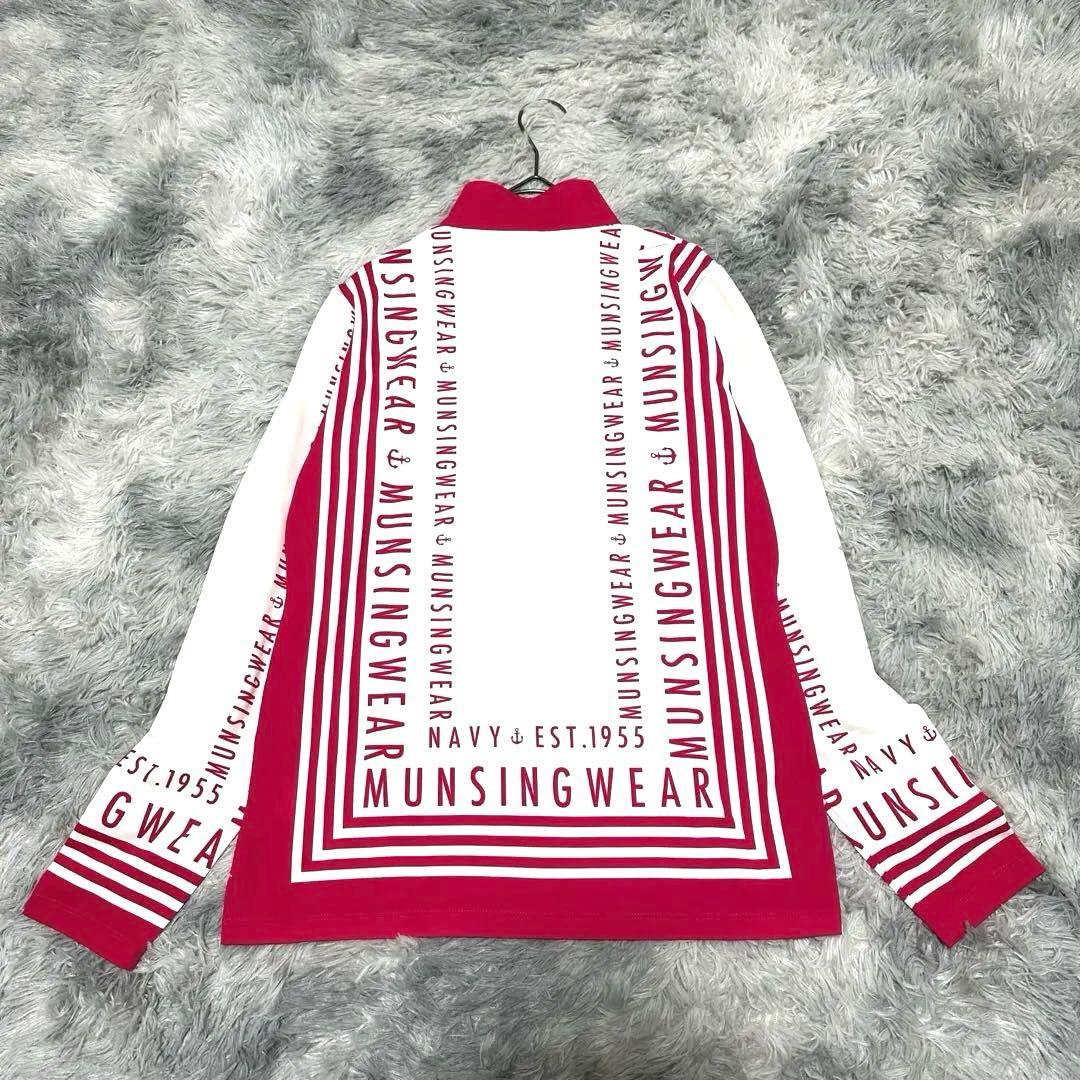 【マンシングウェア】ゴルフウェア ホワイト ピンク Lサイズ ハーフジップ