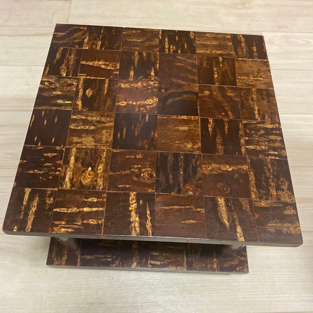 樺細工　ミニテーブル　市松模様　花台　日本伝統工芸　秋田角館