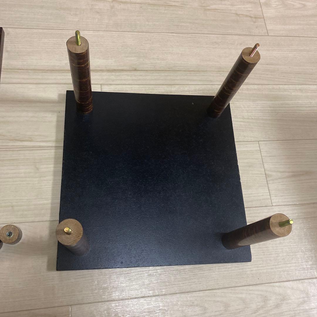 樺細工　ミニテーブル　市松模様　花台　日本伝統工芸　秋田角館